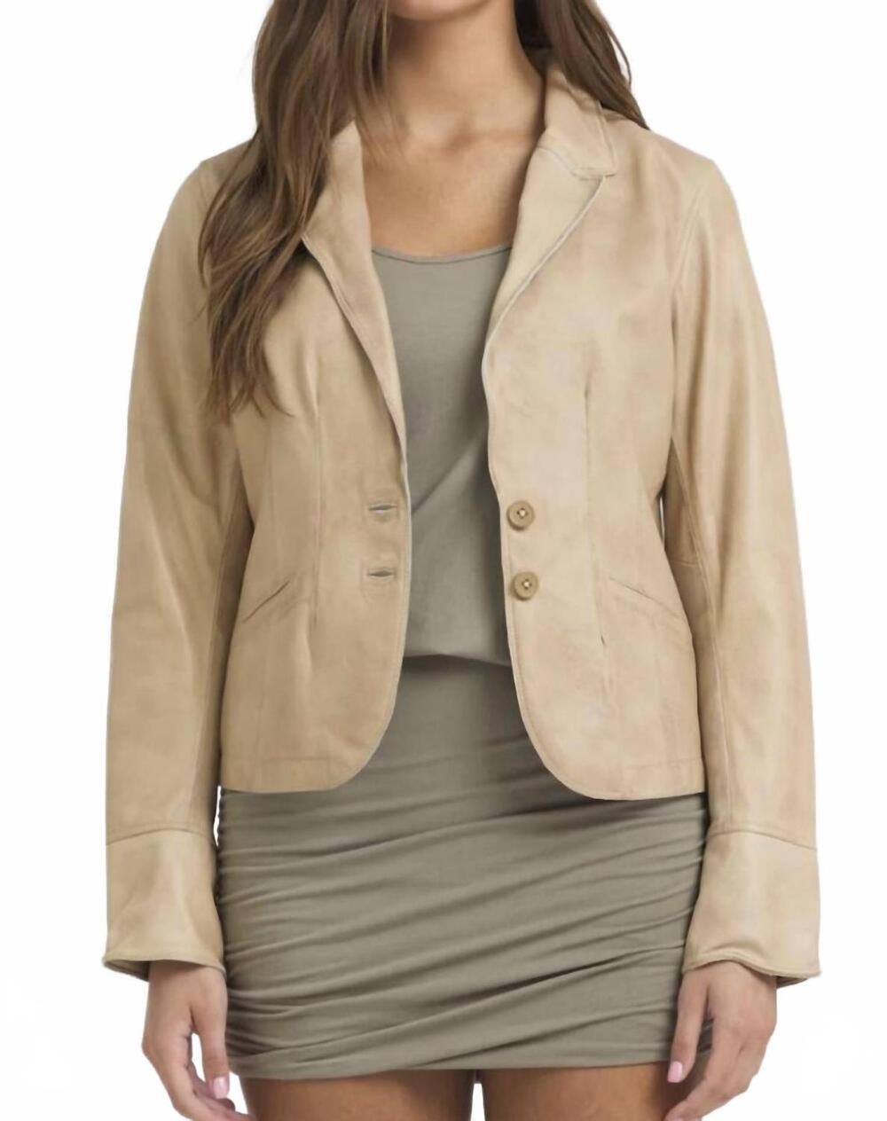 NEW JKT NYC amelia leather jacket in sand